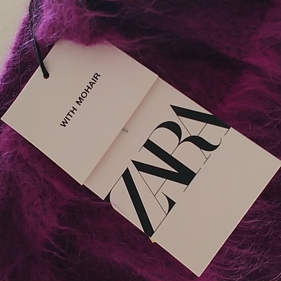 ZARA Purple Mohair One Shoulder with Ruffle Top - Picture 8 of 11